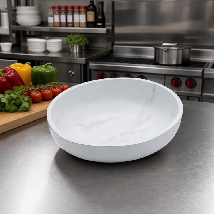 Product image #3 for American Metalcraft White Marble Melamine Serving Bowl, 97 oz., 11 Inch Diameter