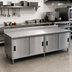 Thumbnail image #2 for BK Resources 120-Inch Stainless Steel Chef Table with Cabinet Base and 5-Inch Backsplash