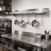 Thumbnail image #2 for John Boos Stallion 60-Inch Wall-Mount Stainless Steel Commercial Pot Rack Shelf with 5 Hooks, 16 Gauge