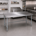 Thumbnail image #2 for Eagle Group Budget Series 60-Inch x 36-Inch 430 Stainless Steel Work Table with 1-1/2-Inch Rear Up-Turn and Galvanized Base