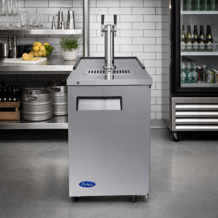 Product image #3 for Atosa 23-Inch Direct Draw Draft Beer Cooler, 1/2-Barrel Capacity, Dual Faucet Tower, Stainless Steel