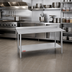 Thumbnail image #2 for Duke Deluxe 16-Gauge 300-Series Stainless Steel Work Table with 1-1/8-Inch Straight Riser and Stainless Undershelf, 30 x 24 Inches