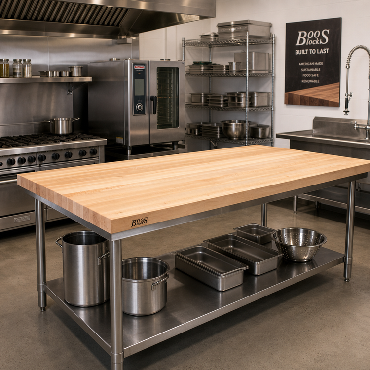 Product image #2 for John Boos Boos Block Northern Hard Rock Maple Kitchen Countertop, 84 Inch x 48 Inch x 3 Inch, Varnique Finish