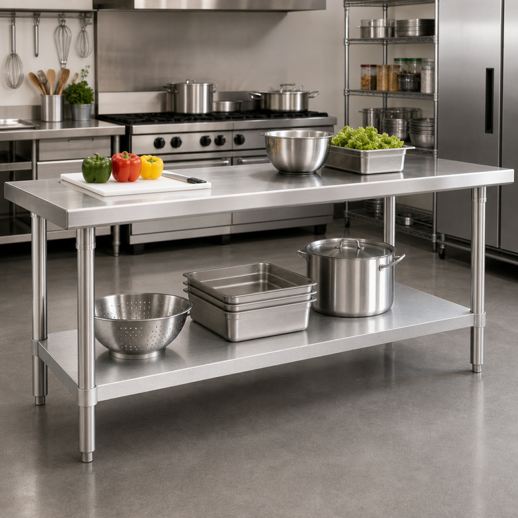 Product image #2 for 60 Inch x 30 Inch Stainless Steel Undershelf for Work Tables
