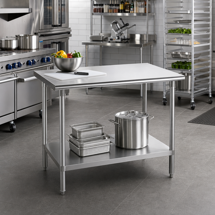 Product image #2 for Advance Tabco 30" x 24" Stainless Steel Work Table with Adjustable Undershelf