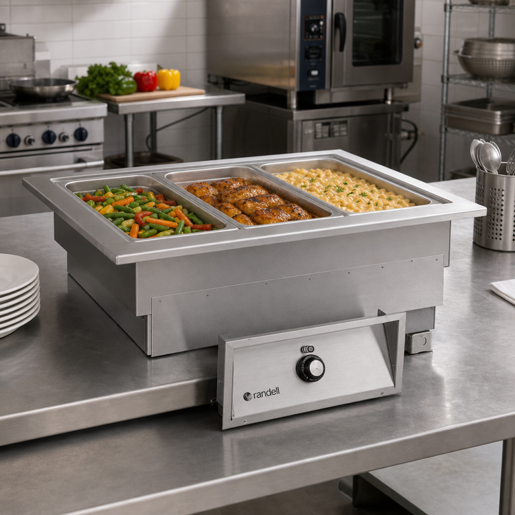 Product image #2 for Randell 9570-3AWF Drop-In Electric Hot Food Well with Auto Water Fill, 3 Full-Size Pan Capacity