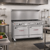 Thumbnail image #2 for Southbend Ultimate 60-Inch Gas Restaurant Range with 9 Burners, Convection Oven, Cabinet Base, and Backriser Shelf