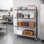 Thumbnail image #2 for Cambro Camshelving® Elements EXA184272S4480 4-Shelf Solid Stationary Add-On Polymer Shelving Unit, 42" W x 18" D x 72" H, Speckled Gray