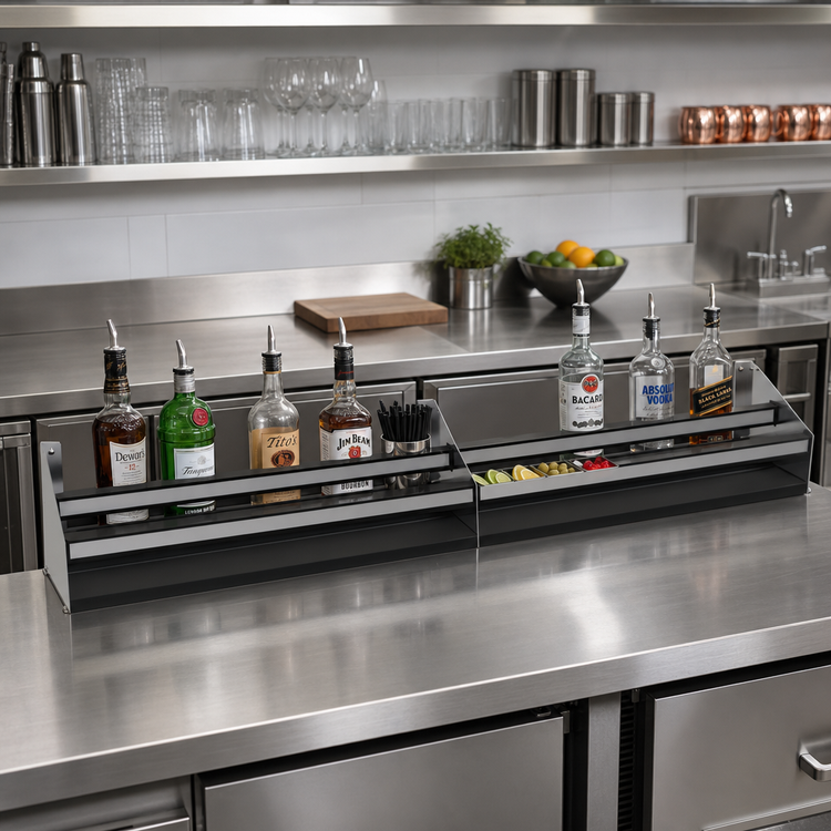 Product image #2 for Glastender Double Stainless Steel Speed Rail, 77 Inch Wide