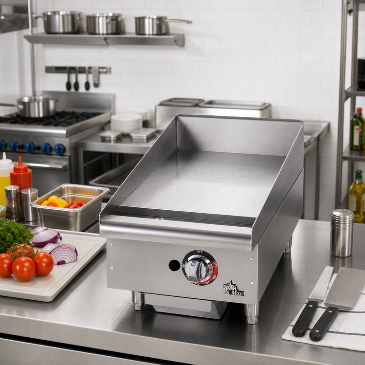 Product image #2 for Star-Max 15-Inch Heavy Duty Countertop Gas Griddle with Embedded Modulating Thermostat and Polished Steel Plate