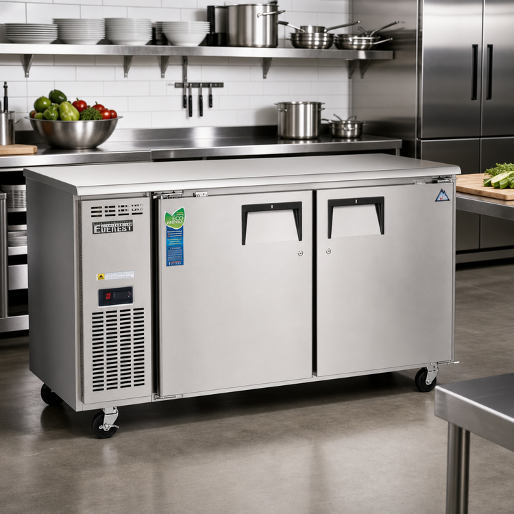 Product image #2 for Everest Refrigeration ETWF2 Two-Section Undercounter/Worktop Freezer, 18 Cu. Ft., Self-Contained Side-Mounted Refrigeration, 115V