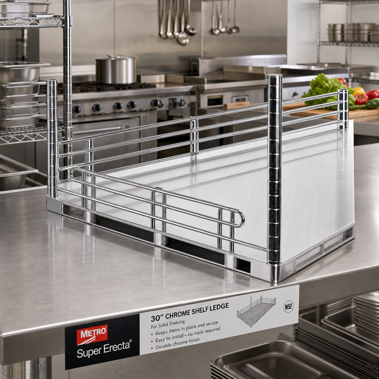 Product image #2 for Metro Super Erecta 30-Inch Chrome Shelf Ledge for Solid Shelving