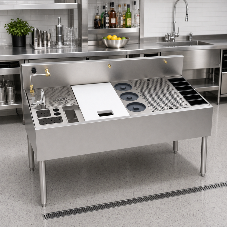 Product image #2 for Krowne MoveWell Adaptive Station Bin with Legs, 48 Inch W x 24 Inch D x 36-1/2 Inch H, Stainless Steel