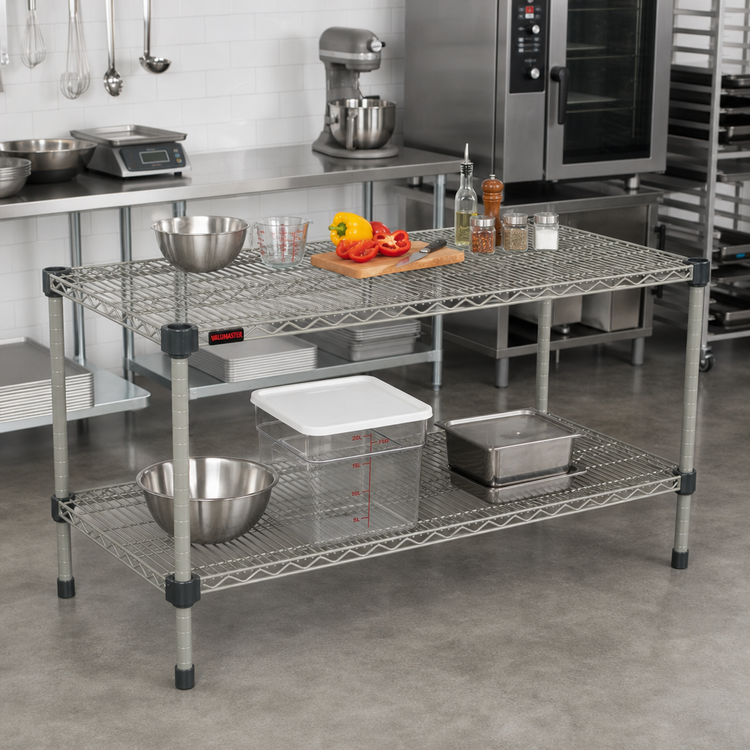 Product image #2 for Valu-Master Quad-Adjust Wire Shelf, 60"W x 24"D, Pewter Gray Epoxy