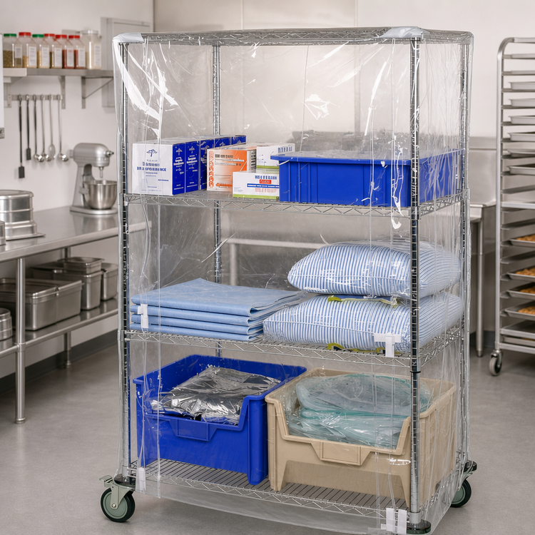 Product image #2 for Quantum 10 Gauge Clear Vinyl Wire Cart Cover with Zipper Flap, 18 x 48 x 74 Inch