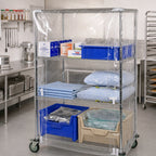 Thumbnail image #2 for Quantum CC184874CVZ 10 Gauge Clear Vinyl Wire Cart Cover with Zipper Flap, Fits 18 x 48 x 74 Inch Carts