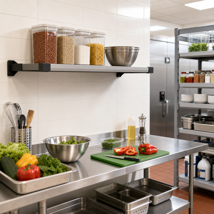 Product image #2 for Cambro Camshelving Elevation 24" x 36" Wall-Mounted Solid Add-On Shelf Kit, Brushed Graphite