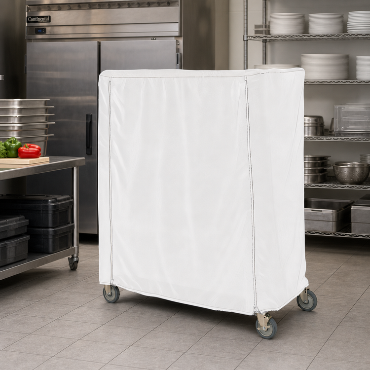 Product image #2 for Metro Waterproof Banquet Cart Cover, 60 x 18 x 54 Inch, White, with PVC Zipper