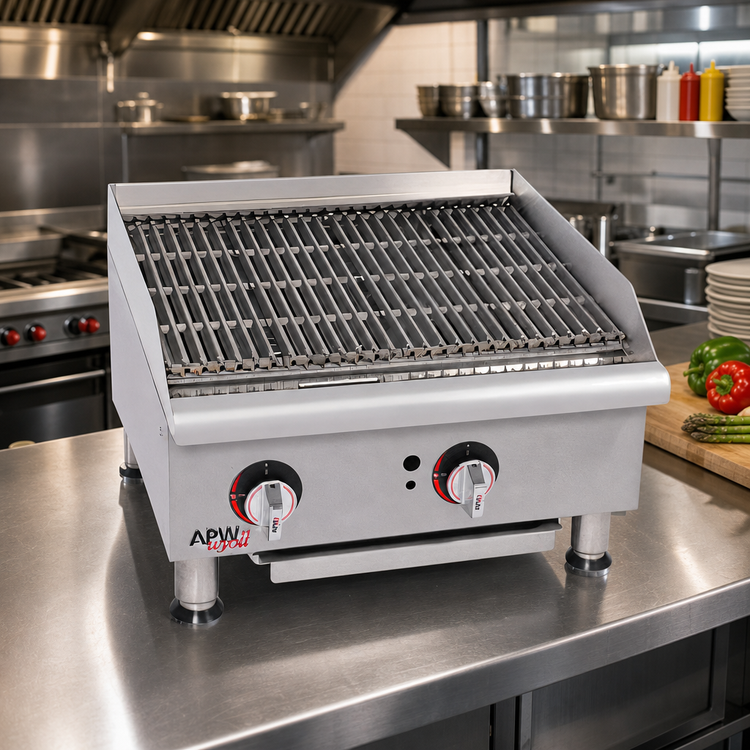 Product image #2 for APW Wyott Workline 24-Inch Gas Countertop Charbroiler with Removable Cast Iron Grates
