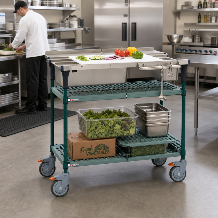 Product image #2 for Metro PrepMate MultiStation 18 x 24 Prep Cart with Super Erecta Pro Hybrid Mat Shelves
