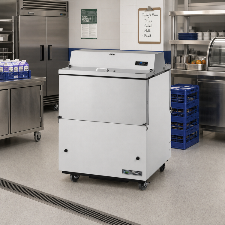 Product image #2 for True Mobile Dual-Sided Forced-Air School Milk Cooler, 8-Crate Capacity