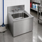 Thumbnail image #2 for Eagle Group F2820 Floor-Mounted 304 Stainless Steel Mop Sink, 28 x 20 x 8 in Bowl, 16-Gauge Top, Full Skirt