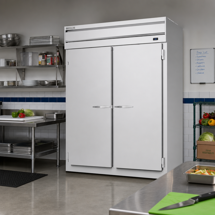Product image #2 for Beverage-Air P Series Extra Tall Top-Mount Solid Door Roll-In Freezer, 2-Section, 77.35 Cu. Ft.