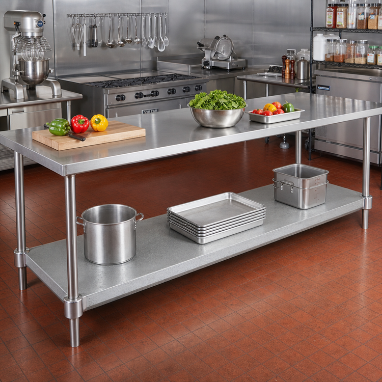 Product image #2 for John Boos 132" x 24" 18-Gauge Galvanized Steel Work Table Undershelf