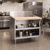 Thumbnail image #2 for La Rosa 120-Inch Wide Open Cabinet Equipment Stand with Stainless Steel Shelf and Richlite Cutting Board