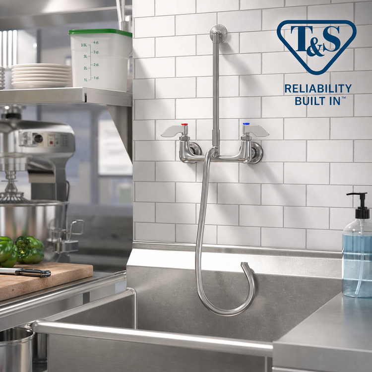 Product image #2 for T&S Brass Splash-Mounted Service Sink Mixing Faucet with 8" Adjustable Centers