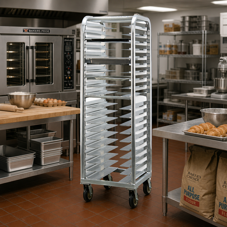 Product image #2 for Lifetime Series Heavy-Duty Aluminum Stepped-Angle Bun Pan Rack, 20-Pan Capacity, 73-Inch High