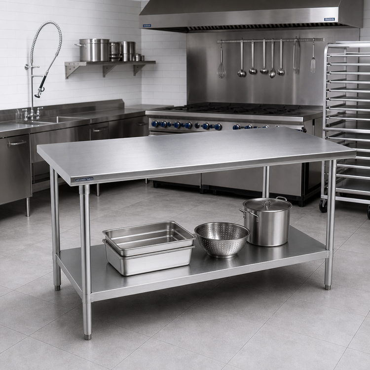 Product image #2 for Advance Tabco 84-Inch x 36-Inch Stainless Steel Work Table with Adjustable Undershelf