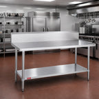 Thumbnail image #2 for Duke Manufacturing 314S-24108-10R 108-Inch Stainless Steel Work Table with 10-Inch Riser, Marine Edge, and Undershelf