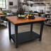 Thumbnail image #2 for John Boos Rouge et Noir Le Classique 60-Inch x 36-Inch American Cherry Island Work Table with Black Slatted Undershelf