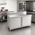 Thumbnail image #2 for John Boos Enclosed Work Table with Hinged Doors, 60-Inch x 30-Inch, 14-Gauge Stainless Steel Top, 5-Inch Backsplash