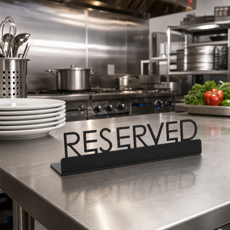 Product image #2 for American Metalcraft Reserved Table Sign, 5 x 3/4 x 1-1/4 Inch, 202 Stainless Steel, Black