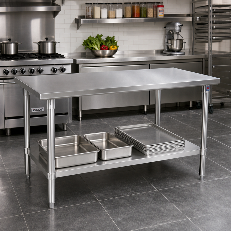Product image #2 for John Boos Stallion 84-Inch x 24-Inch 16-Gauge Stainless Steel Work Table with Adjustable Undershelf