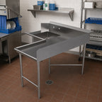 Thumbnail image #2 for BK Resources BKSDT6-C6048R L-Shaped Corner Soiled Dishtable with 20 x 20 x 8 Inch Welded Bowl, 60 x 48 Inch, Right-to-Left, 10-Inch Backsplash