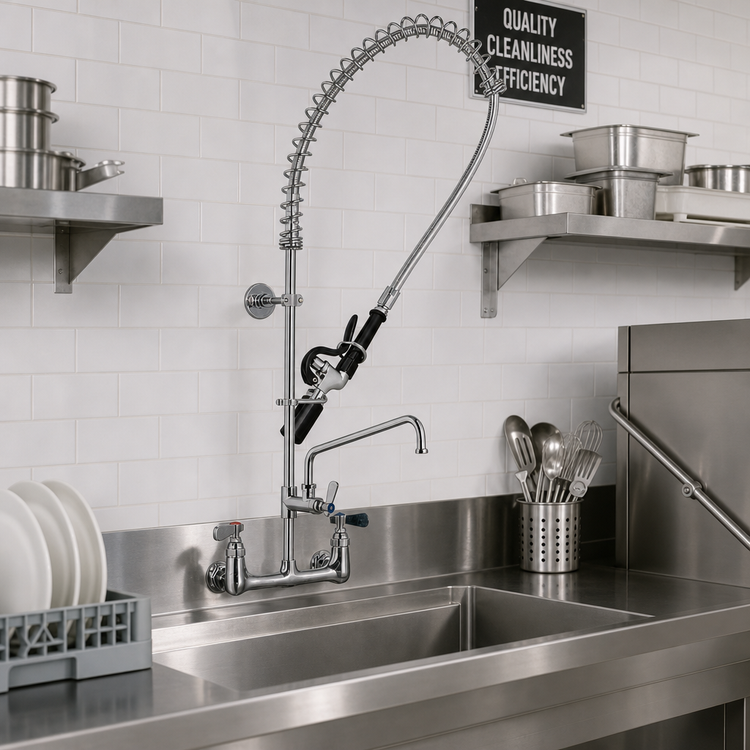 Product image #2 for Tap® Pre-Rinse Add-On Faucet with 12-Inch Swing Spout, 8-Inch Centers, Wall Mount