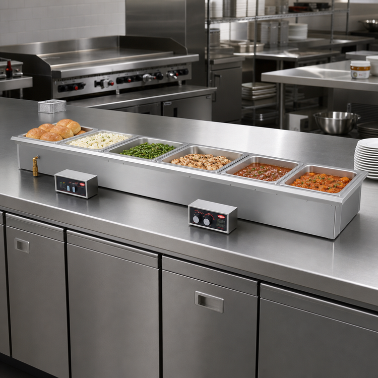 Product image #2 for Hatco HWBI-S2D Drop-In Modular Slim Heated Well with Drains, 2 Full-Size Pan Capacity