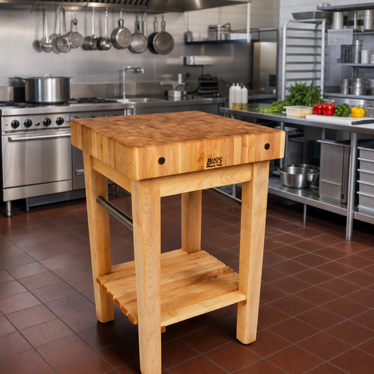 Product image #3 for John Boos Pro Prep 36-Inch x 24-Inch x 36-Inch End Grain Maple Butcher Block Work Table with Slatted Shelf