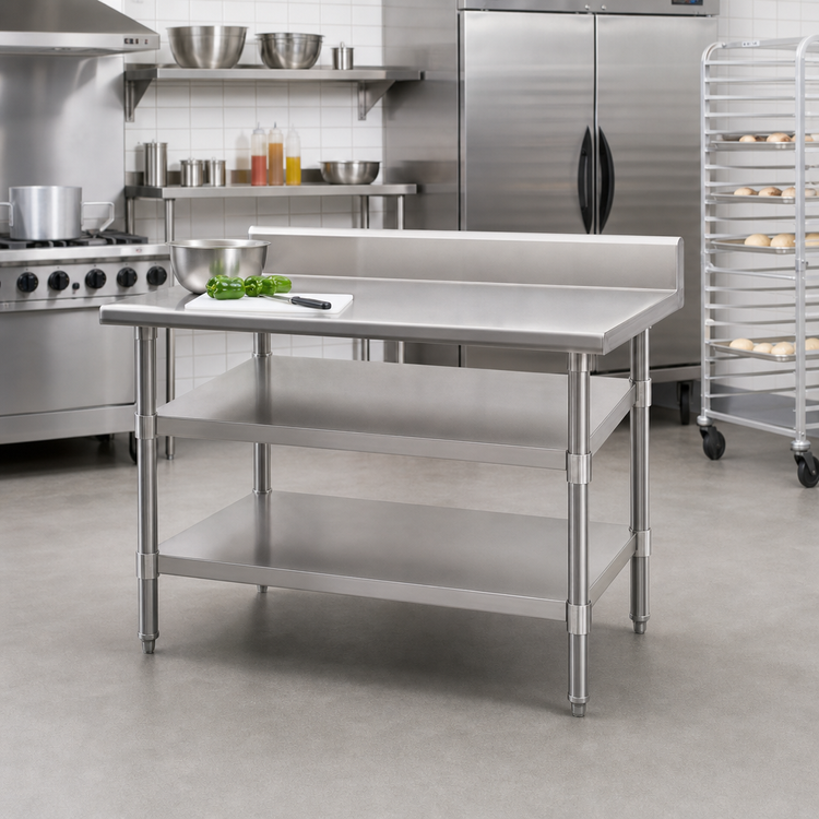 Product image #2 for Eagle Group Adjustable 18-Gauge 430 Stainless Steel Work Table Undershelf, 36 x 30 Inches