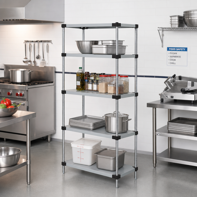 Product image #2 for Quantum 24" x 24" x 63" Solid Stainless Steel Shelving Starter Kit, 600-800 lb. Capacity