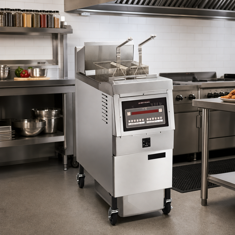 Product image #2 for Henny Penny OFE321.0 Heavy Duty Floor Model Electric Open Fryer, 1 Well, Stainless Steel