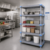 Thumbnail image #2 for Millenia Polymer Starter Shelving Unit with 4 Open Grid Shelves, 54 x 21 x 74 Inches, Gray