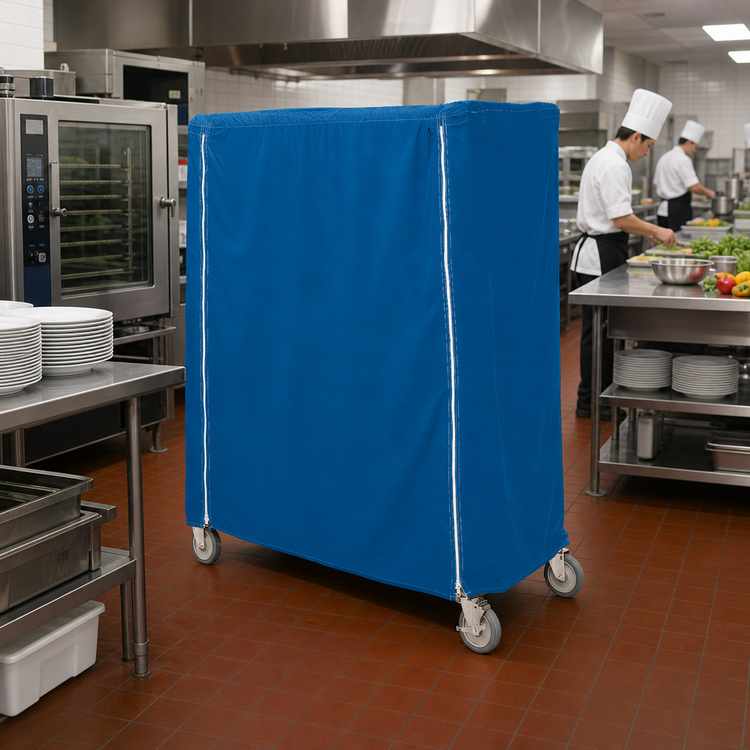 Product image #2 for Metro Mariner Blue Waterproof Vinyl-Nylon Cart Cover for 60 x 24 x 74 Inch Queen Mary & Banquet Carts