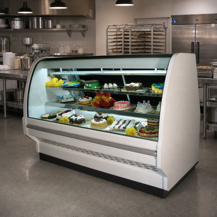 Product image #2 for Howard-McCray 99.5-Inch Wide Full-Service Remote Refrigerated Bakery Display Case with Curved Glass and LED Shelving