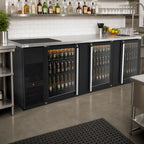 Thumbnail image #2 for Micro Matic USA Pro-Line MBB94G-E Three-Section Refrigerated Back Bar Cooler, 39.2 cu. ft., 3 Glass Doors, Black, 95-1/2 in.