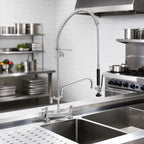 Thumbnail image #2 for Fisher 34220 Deck-Mount Pre-Rinse Unit, 8-Inch Centers, Spring-Action Gooseneck, 6-Inch Swing Spout