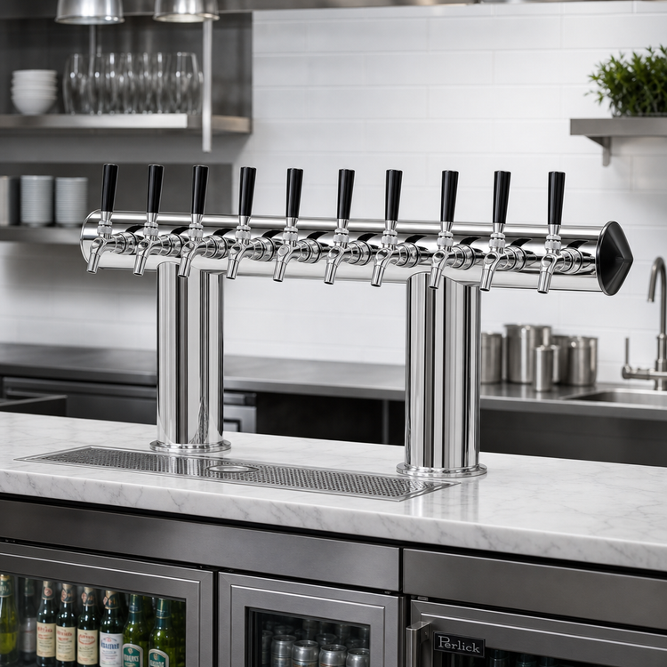 Product image #2 for Perlick Winged Bridge Countertop Glycol-Cooled Draft Tower, 10-Faucet, Polished Chrome